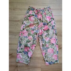 Vintage GAP Pink Floral High Rise Paper Bag Garden Pedal Pushers Cottagecore S